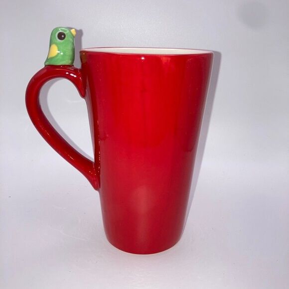 Valentine’s 2009 Mug Tall 5-5/8" Turtle Bird Embossed Bird on Handle - Picture 2 of 5